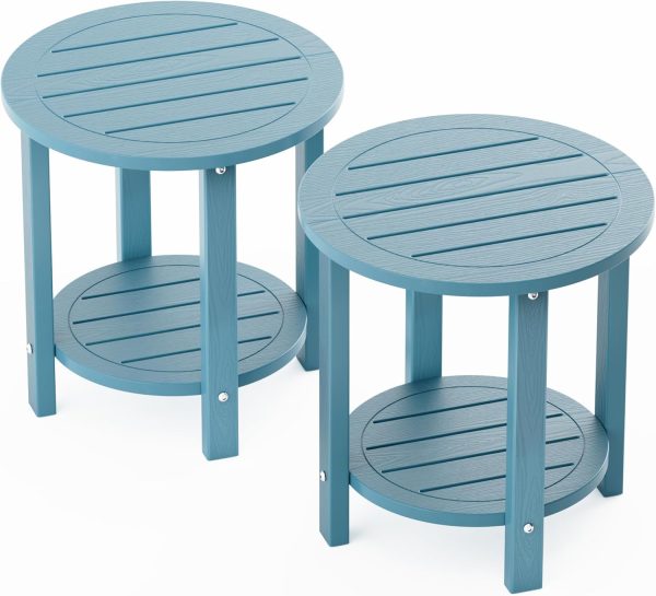 YEFU Outdoor Side Table 2-Tier HIPS Adirondack Patio End Tables Weather Resistant Small Coffee Table (Black, 1PC) - Image 47