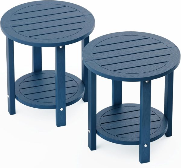 YEFU Outdoor Side Table 2-Tier HIPS Adirondack Patio End Tables Weather Resistant Small Coffee Table (Black, 1PC) - Image 48