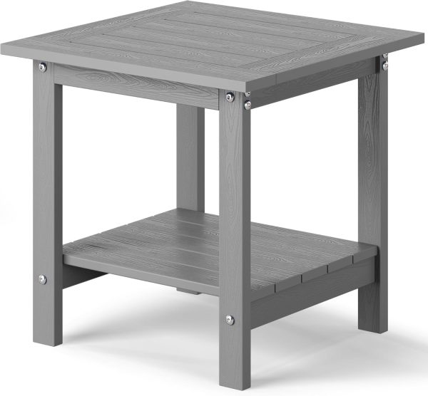 YEFU Outdoor Side Table for Patio: 16x16 in HIPS Small Square Outdoor End Table - 2-Tier Adirondack Tables for Patio Porch Poolside Living Room Beach Bedroom, Black - Image 8