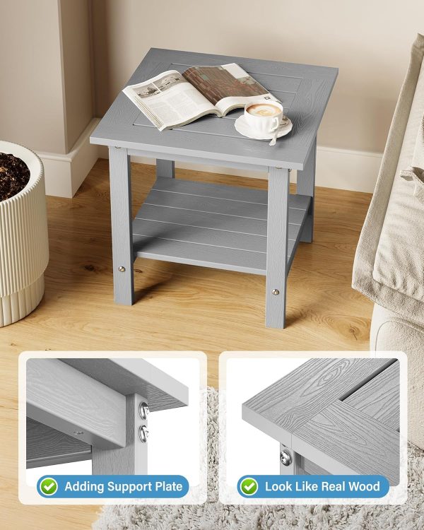 YEFU Outdoor Side Table for Patio: 16x16 in HIPS Small Square Outdoor End Table - 2-Tier Adirondack Tables for Patio Porch Poolside Living Room Beach Bedroom, Black - Image 10