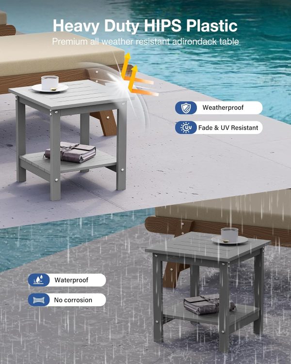 YEFU Outdoor Side Table for Patio: 16x16 in HIPS Small Square Outdoor End Table - 2-Tier Adirondack Tables for Patio Porch Poolside Living Room Beach Bedroom, Black - Image 11