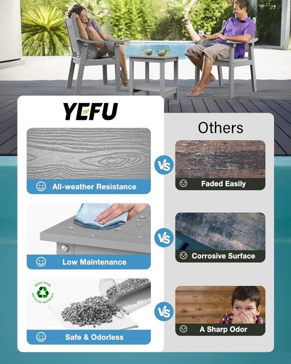 YEFU Outdoor Side Table for Patio: 16x16 in HIPS Small Square Outdoor End Table - 2-Tier Adirondack Tables for Patio Porch Poolside Living Room Beach Bedroom, Black - Image 12