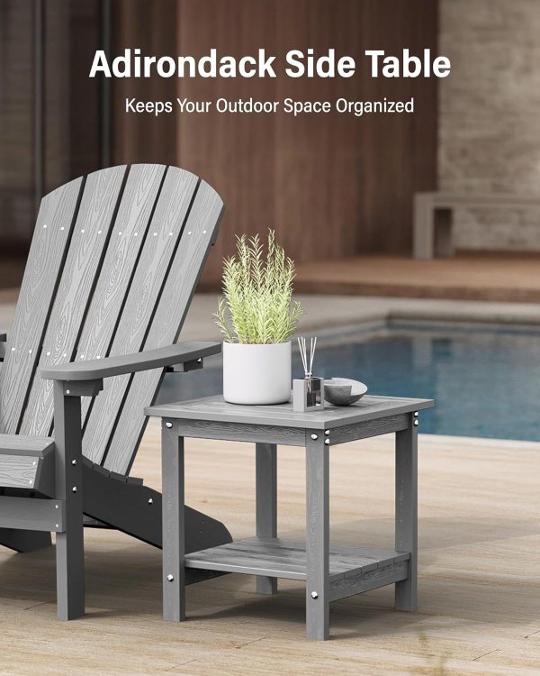 YEFU Outdoor Side Table for Patio: 16x16 in HIPS Small Square Outdoor End Table - 2-Tier Adirondack Tables for Patio Porch Poolside Living Room Beach Bedroom, Black - Image 14