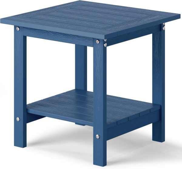 YEFU Outdoor Side Table for Patio: 16x16 in HIPS Small Square Outdoor End Table - 2-Tier Adirondack Tables for Patio Porch Poolside Living Room Beach Bedroom, Black - Image 15