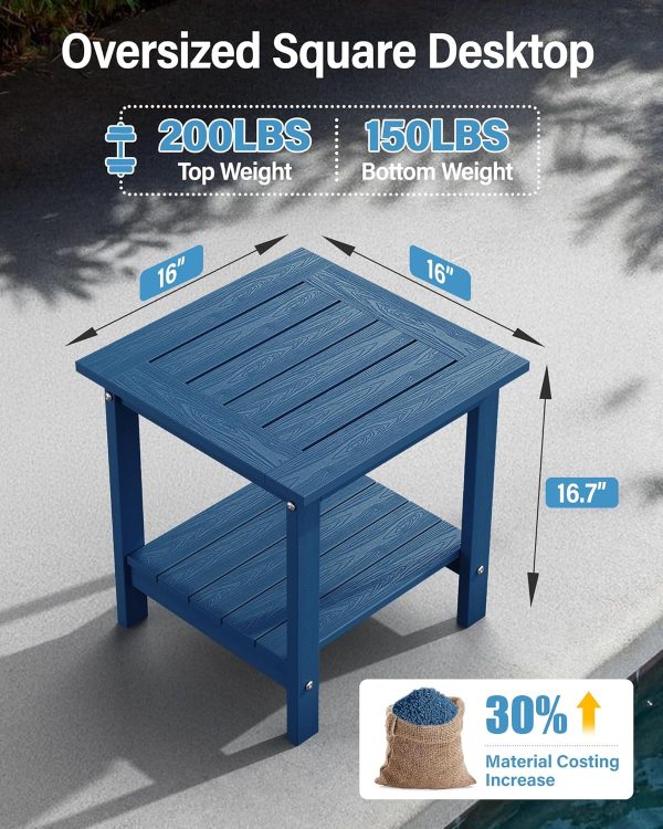 YEFU Outdoor Side Table for Patio: 16x16 in HIPS Small Square Outdoor End Table - 2-Tier Adirondack Tables for Patio Porch Poolside Living Room Beach Bedroom, Black - Image 16
