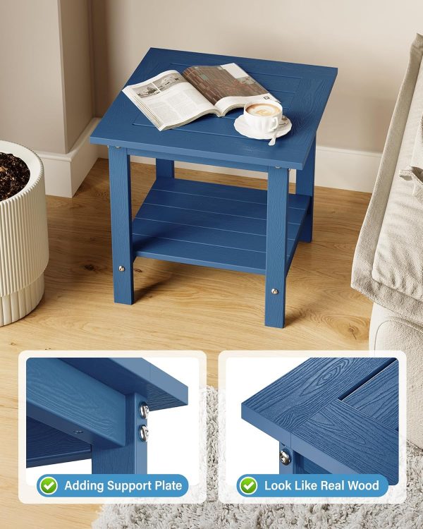 YEFU Outdoor Side Table for Patio: 16x16 in HIPS Small Square Outdoor End Table - 2-Tier Adirondack Tables for Patio Porch Poolside Living Room Beach Bedroom, Black - Image 17