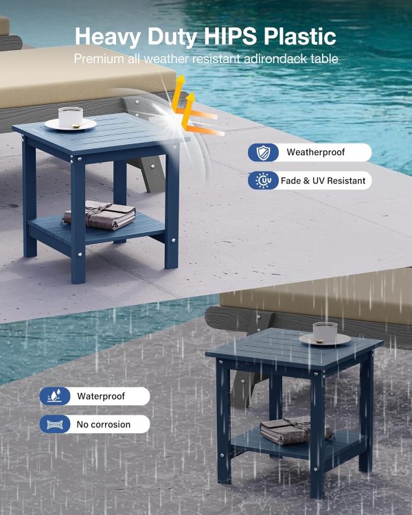 YEFU Outdoor Side Table for Patio: 16x16 in HIPS Small Square Outdoor End Table - 2-Tier Adirondack Tables for Patio Porch Poolside Living Room Beach Bedroom, Black - Image 18