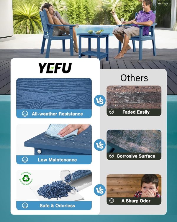 YEFU Outdoor Side Table for Patio: 16x16 in HIPS Small Square Outdoor End Table - 2-Tier Adirondack Tables for Patio Porch Poolside Living Room Beach Bedroom, Black - Image 19