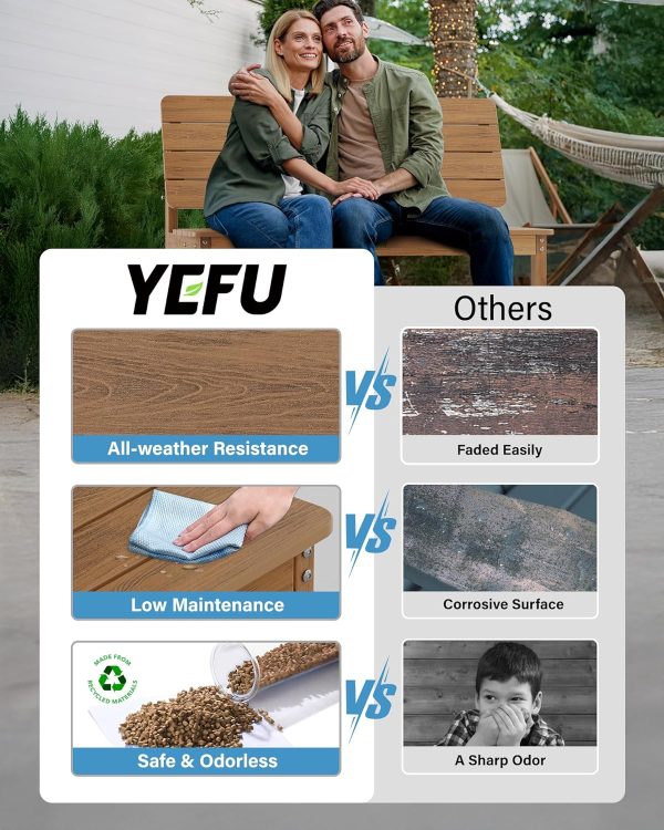 YEFU Convertible Bench Picnic Table: HIPS Convert a Bench with Umbrella Hole - Foldable Space-Saving Picnic Outdoor Benches for Outside Patio Porch Backyard Park Garden Black - Image 17