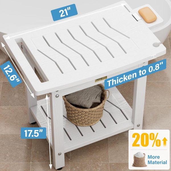 YEFU Shower Chair for Inside Shower: Waterproof/No Maintenance - Shower Stool with Shelf & Handle Weight 400 LBS - Use for Bathrooms/Outdoor - Non-Slip Easy Assemble Bench for Adult/Elderly/Black - Image 9