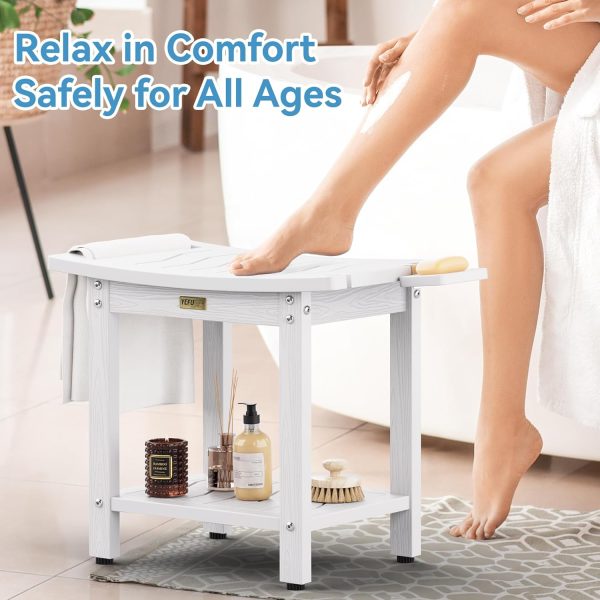 YEFU Shower Chair for Inside Shower: Waterproof/No Maintenance - Shower Stool with Shelf & Handle Weight 400 LBS - Use for Bathrooms/Outdoor - Non-Slip Easy Assemble Bench for Adult/Elderly/Black - Image 11