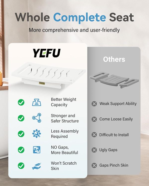 YEFU Shower Chair for Inside Shower: Waterproof/No Maintenance - Shower Stool with Shelf & Handle Weight 400 LBS - Use for Bathrooms/Outdoor - Non-Slip Easy Assemble Bench for Adult/Elderly/Black - Image 14