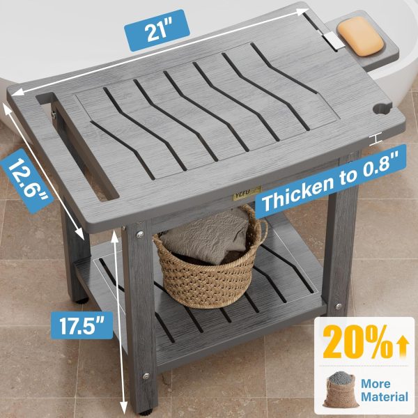 YEFU Shower Chair for Inside Shower: Waterproof/No Maintenance - Shower Stool with Shelf & Handle Weight 400 LBS - Use for Bathrooms/Outdoor - Non-Slip Easy Assemble Bench for Adult/Elderly/Black - Image 16
