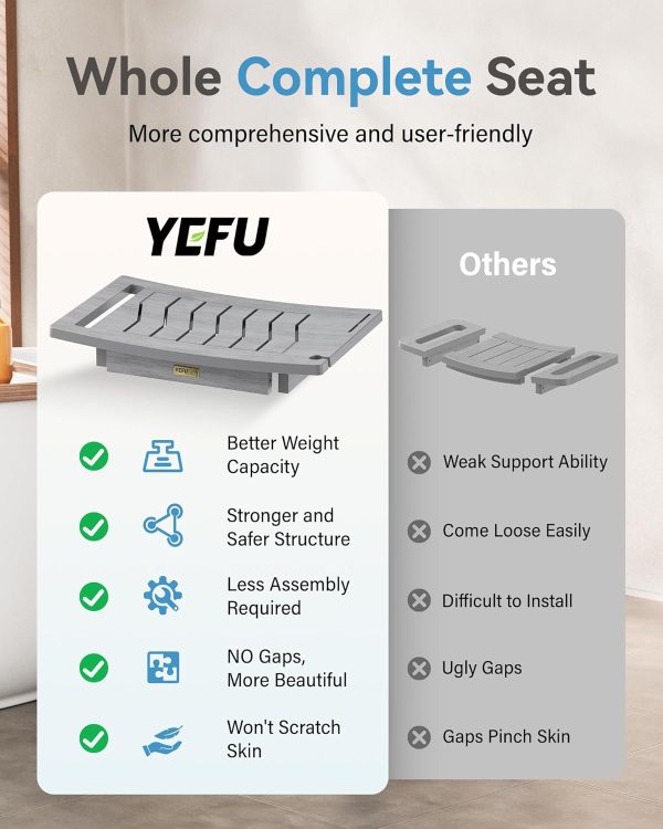 YEFU Shower Chair for Inside Shower: Waterproof/No Maintenance - Shower Stool with Shelf & Handle Weight 400 LBS - Use for Bathrooms/Outdoor - Non-Slip Easy Assemble Bench for Adult/Elderly/Black - Image 21