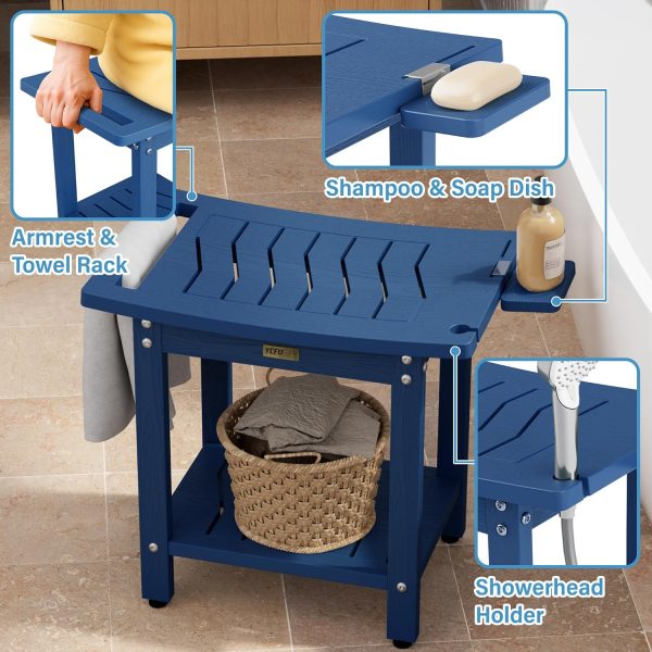YEFU Shower Chair for Inside Shower: Waterproof/No Maintenance - Shower Stool with Shelf & Handle Weight 400 LBS - Use for Bathrooms/Outdoor - Non-Slip Easy Assemble Bench for Adult/Elderly/Black - Image 24
