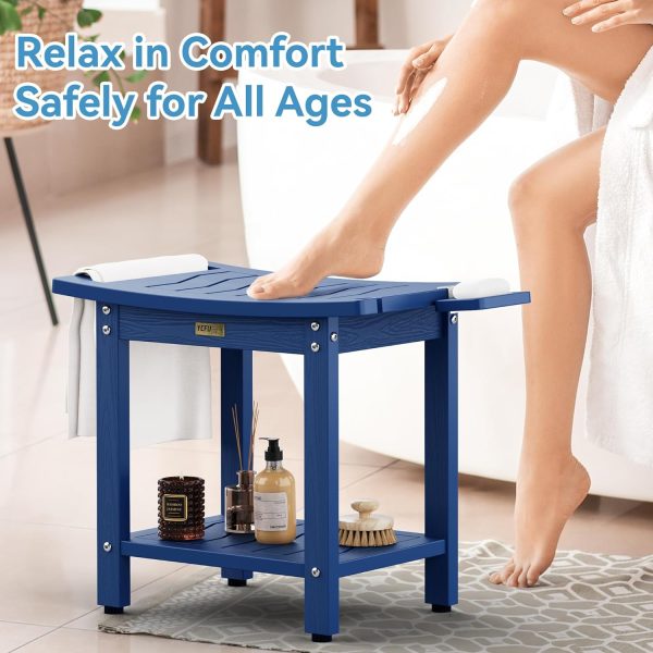 YEFU Shower Chair for Inside Shower: Waterproof/No Maintenance - Shower Stool with Shelf & Handle Weight 400 LBS - Use for Bathrooms/Outdoor - Non-Slip Easy Assemble Bench for Adult/Elderly/Black - Image 25