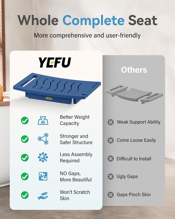 YEFU Shower Chair for Inside Shower: Waterproof/No Maintenance - Shower Stool with Shelf & Handle Weight 400 LBS - Use for Bathrooms/Outdoor - Non-Slip Easy Assemble Bench for Adult/Elderly/Black - Image 28