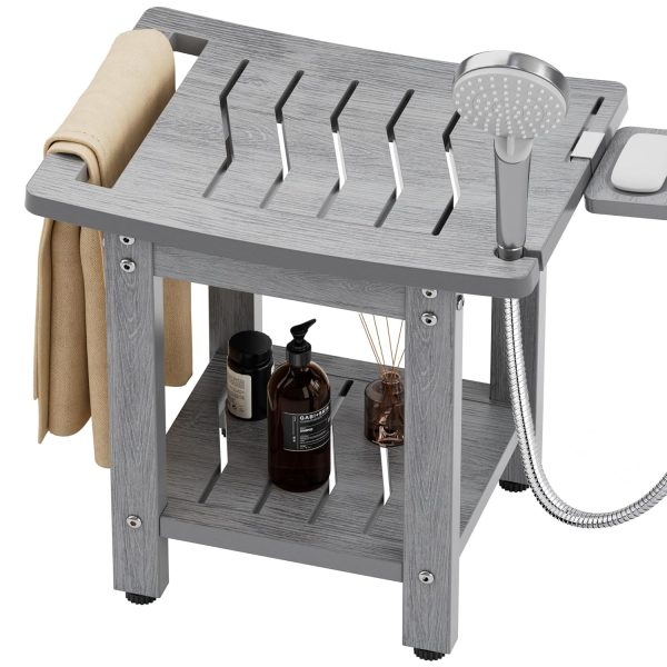 YEFU Shower Chair for Inside Shower: Waterproof/No Maintenance - Shower Stool with Shelf & Handle Weight 400 LBS - Use for Bathrooms/Outdoor - Non-Slip Easy Assemble Bench for Adult/Elderly/Black - Image 29