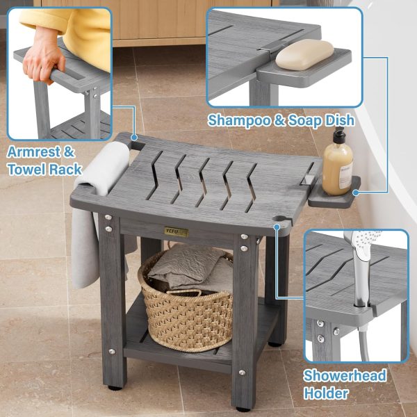 YEFU Shower Chair for Inside Shower: Waterproof/No Maintenance - Shower Stool with Shelf & Handle Weight 400 LBS - Use for Bathrooms/Outdoor - Non-Slip Easy Assemble Bench for Adult/Elderly/Black - Image 30