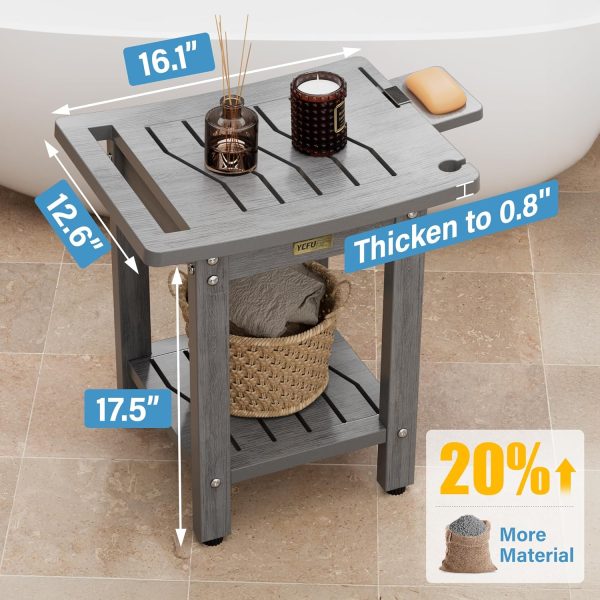 YEFU Shower Chair for Inside Shower: Waterproof/No Maintenance - Shower Stool with Shelf & Handle Weight 400 LBS - Use for Bathrooms/Outdoor - Non-Slip Easy Assemble Bench for Adult/Elderly/Black - Image 31