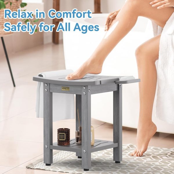 YEFU Shower Chair for Inside Shower: Waterproof/No Maintenance - Shower Stool with Shelf & Handle Weight 400 LBS - Use for Bathrooms/Outdoor - Non-Slip Easy Assemble Bench for Adult/Elderly/Black - Image 32