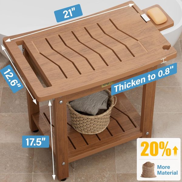 YEFU Shower Chair for Inside Shower: Waterproof/No Maintenance - Shower Stool with Shelf & Handle Weight 400 LBS - Use for Bathrooms/Outdoor - Non-Slip Easy Assemble Bench for Adult/Elderly/Black - Image 37