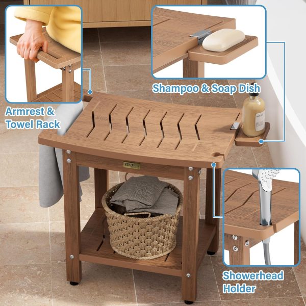 YEFU Shower Chair for Inside Shower: Waterproof/No Maintenance - Shower Stool with Shelf & Handle Weight 400 LBS - Use for Bathrooms/Outdoor - Non-Slip Easy Assemble Bench for Adult/Elderly/Black - Image 38