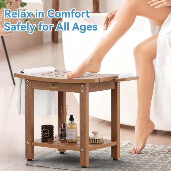YEFU Shower Chair for Inside Shower: Waterproof/No Maintenance - Shower Stool with Shelf & Handle Weight 400 LBS - Use for Bathrooms/Outdoor - Non-Slip Easy Assemble Bench for Adult/Elderly/Black - Image 39
