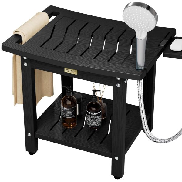 YEFU Shower Chair for Inside Shower: Waterproof/No Maintenance - Shower Stool with Shelf & Handle Weight 400 LBS - Use for Bathrooms/Outdoor - Non-Slip Easy Assemble Bench for Adult/Elderly/Black - Image 43