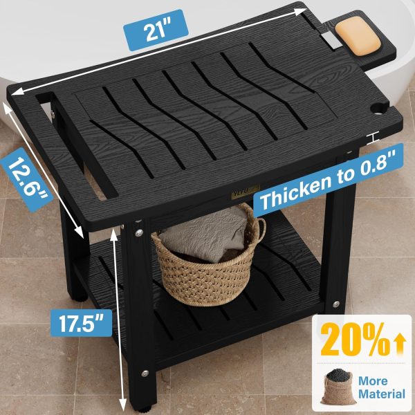 YEFU Shower Chair for Inside Shower: Waterproof/No Maintenance - Shower Stool with Shelf & Handle Weight 400 LBS - Use for Bathrooms/Outdoor - Non-Slip Easy Assemble Bench for Adult/Elderly/Black - Image 44