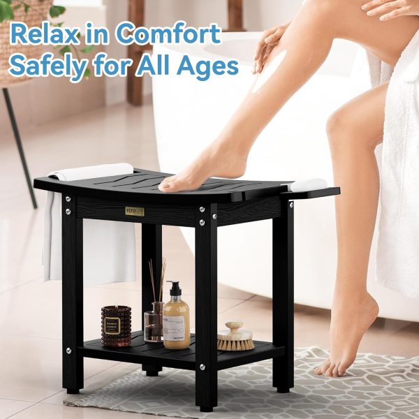 YEFU Shower Chair for Inside Shower: Waterproof/No Maintenance - Shower Stool with Shelf & Handle Weight 400 LBS - Use for Bathrooms/Outdoor - Non-Slip Easy Assemble Bench for Adult/Elderly/Black - Image 46