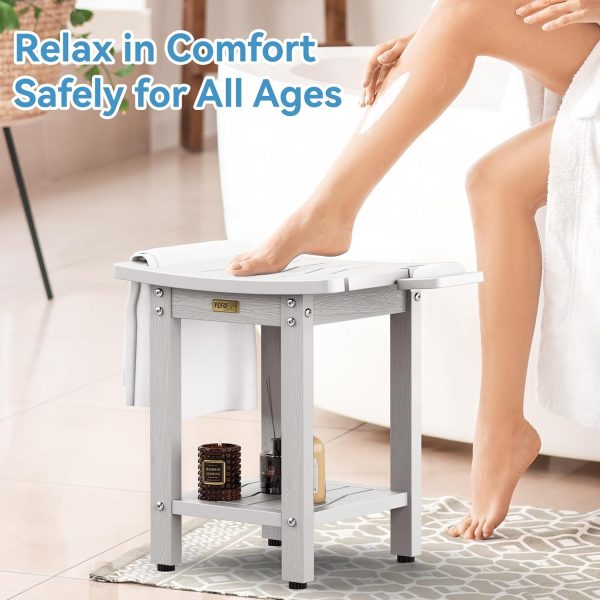 YEFU Shower Chair for Inside Shower: Waterproof/No Maintenance - Shower Stool with Shelf & Handle Weight 400 LBS - Use for Bathrooms/Outdoor - Non-Slip Easy Assemble Bench for Adult/Elderly/Black - Image 53