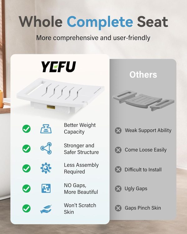 YEFU Shower Chair for Inside Shower: Waterproof/No Maintenance - Shower Stool with Shelf & Handle Weight 400 LBS - Use for Bathrooms/Outdoor - Non-Slip Easy Assemble Bench for Adult/Elderly/Black - Image 56