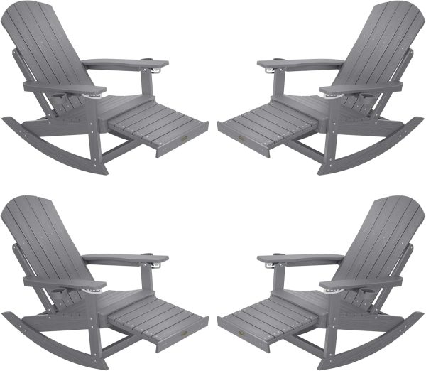 YEFU Adirondack Rocking Chair with Retractable Ottoman: 5-Level Adjustable High Back Outdoor Rocker Chairs with 2 Cup Holders Adirondack Patio Chair/Porch Rocking Chairs for Gardens/Lawn/Navy - Image 15