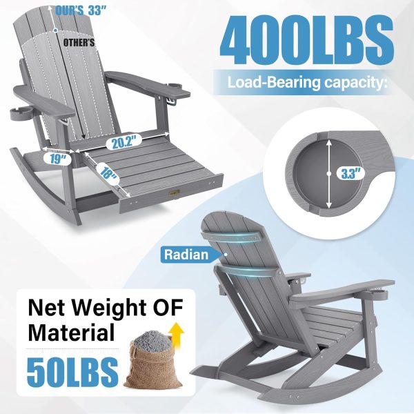 YEFU Adirondack Rocking Chair with Retractable Ottoman: 5-Level Adjustable High Back Outdoor Rocker Chairs with 2 Cup Holders Adirondack Patio Chair/Porch Rocking Chairs for Gardens/Lawn/Navy - Image 16
