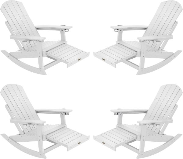 YEFU Adirondack Rocking Chair with Retractable Ottoman: 5-Level Adjustable High Back Outdoor Rocker Chairs with 2 Cup Holders Adirondack Patio Chair/Porch Rocking Chairs for Gardens/Lawn/Navy - Image 29