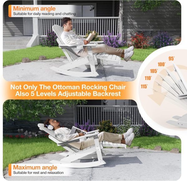 YEFU Adirondack Rocking Chair with Retractable Ottoman: 5-Level Adjustable High Back Outdoor Rocker Chairs with 2 Cup Holders Adirondack Patio Chair/Porch Rocking Chairs for Gardens/Lawn/Navy - Image 31