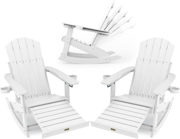 YEFU Adirondack Rocking Chair with Retractable Ottoman: 5-Level Adjustable High Back Outdoor Rocker Chairs with 2 Cup Holders Adirondack Patio Chair/Porch Rocking Chairs for Gardens/Lawn/Navy - Image 36