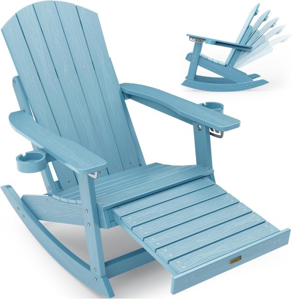 YEFU Adirondack Rocking Chair with Retractable Ottoman: 5-Level Adjustable High Back Outdoor Rocker Chairs with 2 Cup Holders Adirondack Patio Chair/Porch Rocking Chairs for Gardens/Lawn/Navy - Image 37