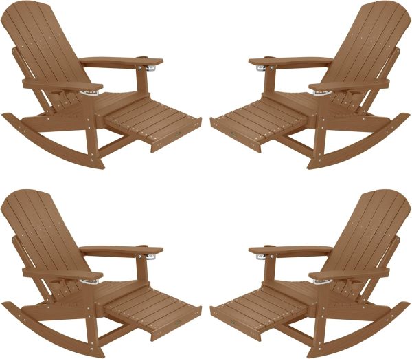 YEFU Adirondack Rocking Chair with Retractable Ottoman: 5-Level Adjustable High Back Outdoor Rocker Chairs with 2 Cup Holders Adirondack Patio Chair/Porch Rocking Chairs for Gardens/Lawn/Navy - Image 40