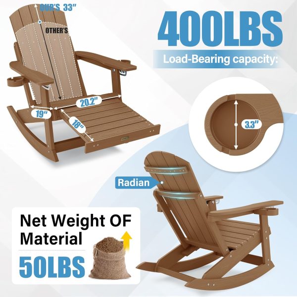 YEFU Adirondack Rocking Chair with Retractable Ottoman: 5-Level Adjustable High Back Outdoor Rocker Chairs with 2 Cup Holders Adirondack Patio Chair/Porch Rocking Chairs for Gardens/Lawn/Navy - Image 41