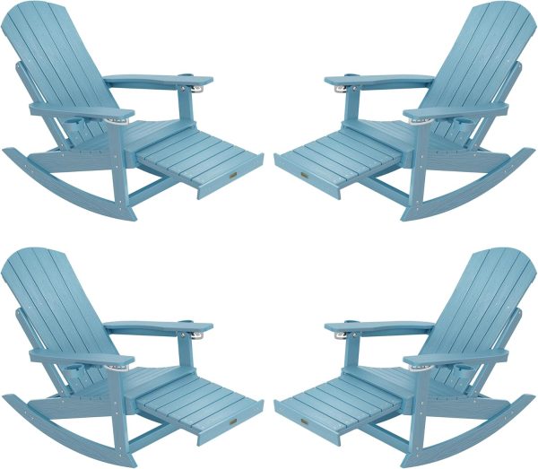 YEFU Adirondack Rocking Chair with Retractable Ottoman: 5-Level Adjustable High Back Outdoor Rocker Chairs with 2 Cup Holders Adirondack Patio Chair/Porch Rocking Chairs for Gardens/Lawn/Navy - Image 52